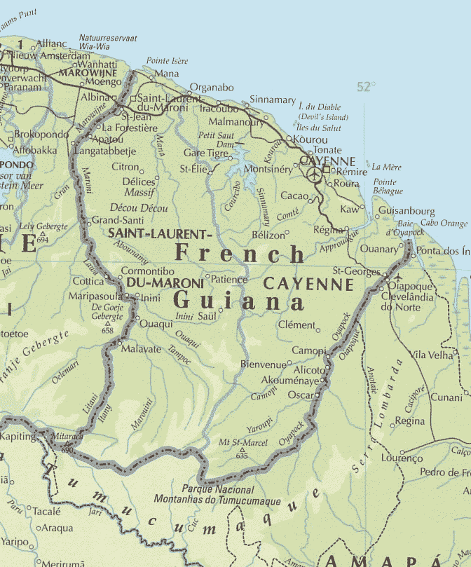 Guyane Fransaise physique carte